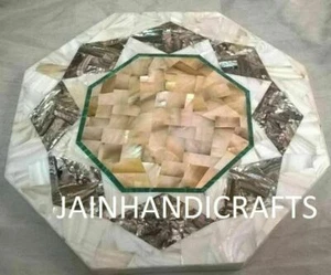 Mesa de centro de comedor de mármol de 18"" con incrustación de mosaico decoración habitación hogar L4 - Imagen 1 de 4
