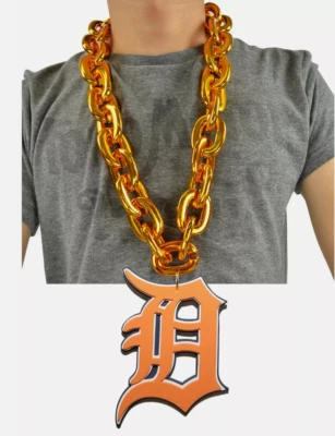MLB DETROIT TIGERS ORANGE Jumbo Big Baseball Fan Chain Necklace Foam MI - Image 1 of 4