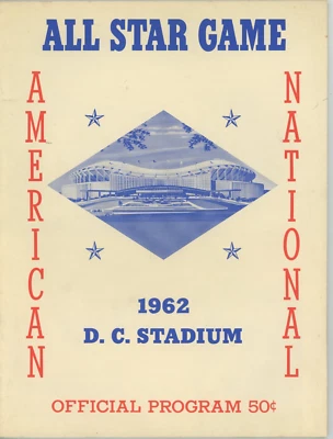 1962 MLB All Star Game OFFICIAL PROGRAM EXCELLENT Condition SCORED *DC STADIUM* - Image 1 of 2