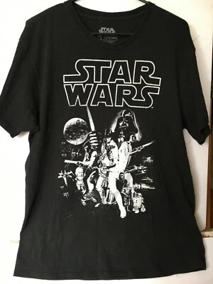 Official Star Wars Classic Black and White T-Shirt Size L Free Shipping - Image 1 of 4