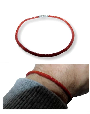 Bracciale di Corallo Rosso in Argento 925 da Uomo Braccialetto e Pietre naturali - Immagine 1 di 4