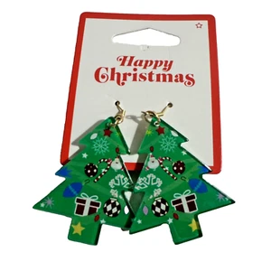 Christmas Fashion Green Traditional Christmas Trees Acrylic Drop Earrings - Picture 1 of 3