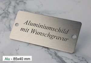 TÜRSCHILD 85x40mm - Namenschild Alu silber gebürstet - mit WUNSCHGRAVUR - Bild 1 von 3