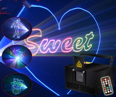 Remote 2W SD Card RGB Animation Laser Pro DMX ILDA DJ Party Club Stage Lighting - Image 1 of 4