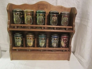 Estante de especias Watkins 1987 vintage y 10 latas de especias varios colores - Imagen 1 de 11