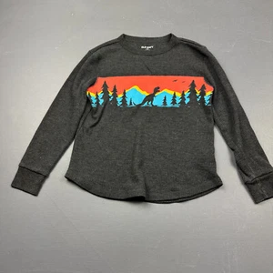 Old Navy Boys Long Sleeve Thermal Shirt Size 8 Black Mountain Scene Graphic - Picture 1 of 9