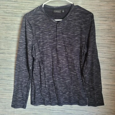 Marc Anthony Quarter Button Down T shirt Long Sleeve Crew Neck Size Small Black - Image 1 of 4