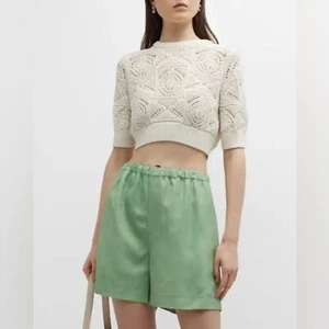 Crop top all'uncinetto Loulou Studio Jaro taglia S avorio nuovo con etichetta cotone Luxe Boho - Foto 1 di 14