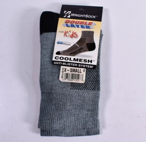 Wrightsock Kid's CoolMesh Crew Socks Gray Size X-Small / 10-1 Little Kid's - Picture 1 of 3