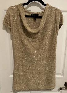 INC Gold Pailletten Top, kleines Damen Krähe Pullover Shirt - Bild 1 von 8