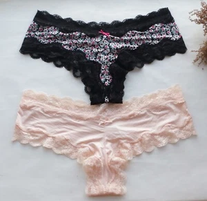 2 Pack Women Sexy Briefs Solid Smooth&Lace underwear Boyshort Panties knickers L - Picture 1 of 5