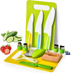 Kids Safe Knife Set, IGGDOQI 13 Pcs Wooden Safety Knives for Real Cooking Tod... - Picture 1 of 7