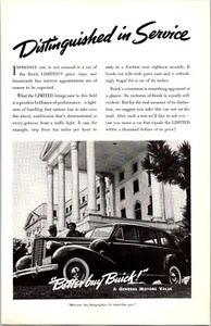 PRINT AD 1938 Buick Limited Distinguished in Service General Motors 6.5 x 10 - Picture 1 of 3