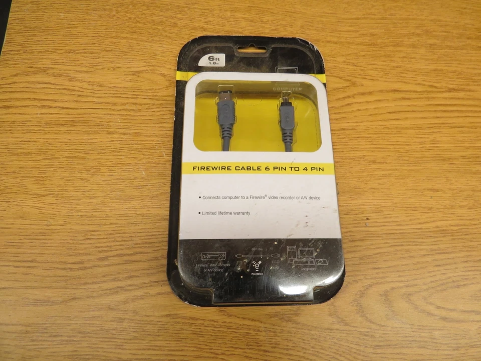 Nexxtech 6ft 1.8m Firewire Cable 6 Pin to 4 Pin - Image 1 of 1