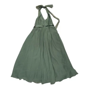 White Vera Wang Halter Empire Waist Olive Green Bridesmaid Dress Size 22 - Picture 1 of 11