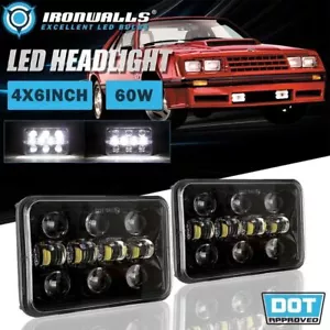 Par de faros LED cuadrados DOT 4x6" lámpara de haz alto bajo para Ford Mustang 1979-1986 - Imagen 1 de 12