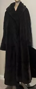 Zinman Long Fur Coat Reversible Dark Brown Black Size 12 EUC - Picture 1 of 13