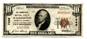 Washington, DC 1929 Ty. 1 The Commercial National Bank Ch # 7446 Fr #1801-1 - Picture 1 of 2