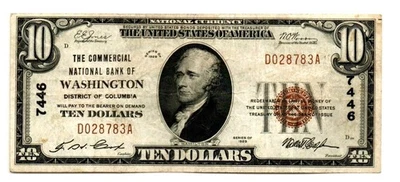 Washington, DC 1929 Ty. 1 The Commercial National Bank Ch # 7446 Fr #1801-1 - Image 1 of 2