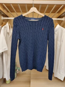 SUÉTER POLO RALPH LAUREN AZUL MARINO MEDIANO JERSEY ALGODÓN CABLE TEJIDO INFORMAL MUJER - Imagen 1 de 5
