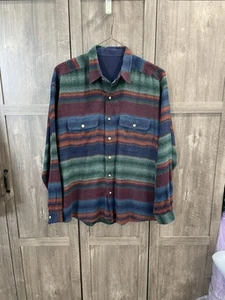 VINTAGE Structure Shirt Men Medium Green Flannel Button Southwestern Shacket XL - Picture 1 of 5