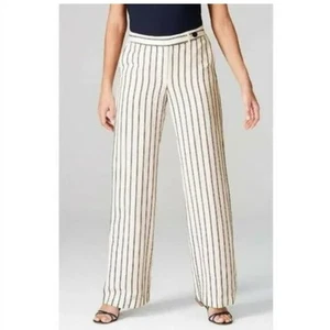 J.Jill Womens 4 Striped Linen Rayon Wide-Leg Pants Ivory & Black - Picture 1 of 11
