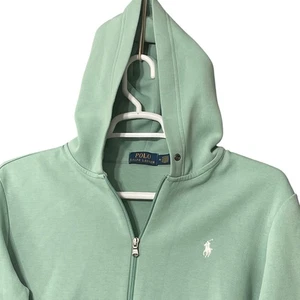 Polo Ralph Lauren Full Zip Hoodie Mens Medium Green Pony Logo Sweatshirt Casual - Picture 1 of 7