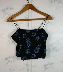 Rue21 Women's Cropped Tank Top Black Dragon Print Size Juniors XL - Picture 1 of 9