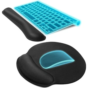 3x Computer Wrist Rest Set Ergonomic Design Desk Mat Set With Rubber Bottom F CB - Afbeelding 1 van 12