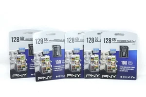 5x 128gb PNY Micro SDXC ELITE Flash Cards 100MB/S Card New With Adapter - Picture 1 of 2