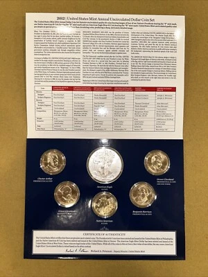 2012 US Mint Annual Uncirculated Dollar Coin Set 6 Coins - Image 1 of 4