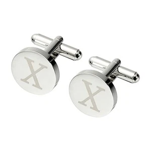 Initial Cufflinks Classic Alphabet Letter x Copper Round Men Cuff Links 26 Le... - Picture 1 of 6