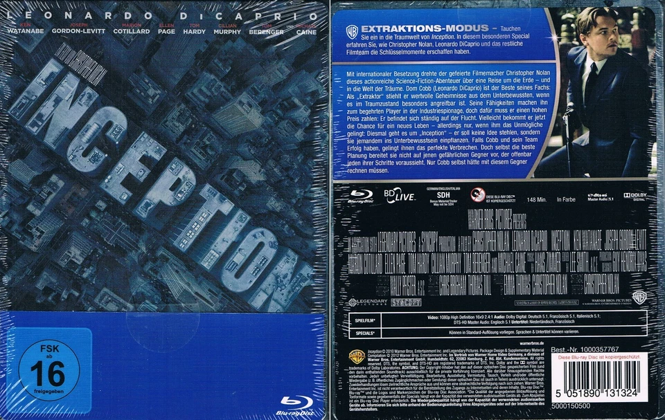Blu-ray INCEPTION Leonardo DiCaprio Christopher Nolan Steelbook Region B NEW - Image 1 of 1
