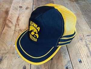 Vintage Iowa Hawkeyes Trucker Mütze Kappe - schwarz/gelb drei Streifen - USA - Bild 1 von 12
