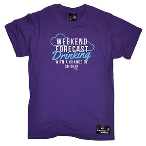 Weekend Forecast Drinking Skiing T-SHIRT ski gear funny tee Birthday gift top - Picture 1 of 10