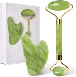 Kit de masaje facial juego de rodillos de jade y raspadores Gua Sha masaje facial antienvejecimiento - Imagen 1 de 5