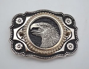 Hebilla de cinturón estilo occidental águila detallada grabada tono plata metal hecho en EE. UU. NUEVO - Imagen 1 de 5