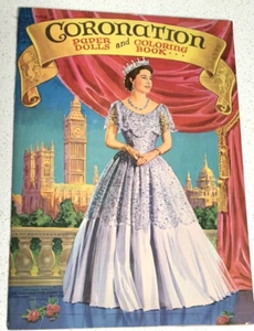 Unbenutzte Queen Elizabeth Krönung Papierpuppen & Malbuch 1953 sehr guter Zustand - Bild 1 von 6