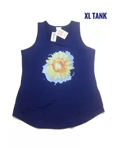 Canotta Xl LuLaRoe blu navy girasole serigrafata adatta più come una grande - Foto 1 di 1