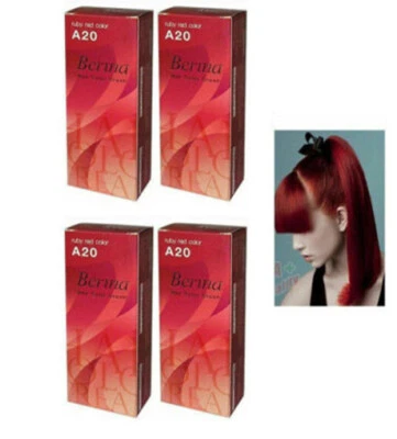4 x Berina PROFESSIONAL Tinte de Cabello Permanente Color Crema # A20 Rojo Rubí Foto 1 de 2