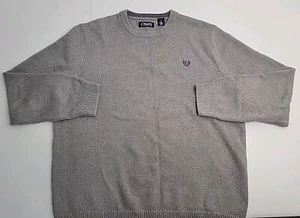 Chaps Knit Cotton Crew Neck Pullover Sweater Men's Large Gray Long Sleeve  - Picture 1 of 10