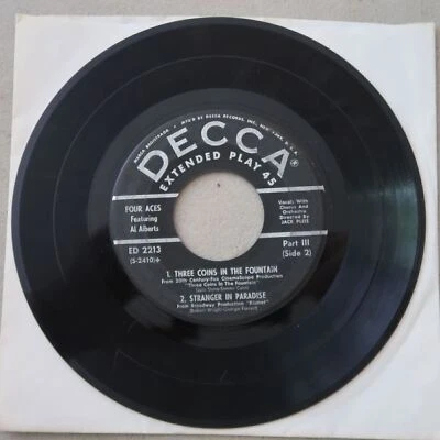 FOUR ACES THERE GOES MY HEART/MELODY OF LOVE/ETC VINYL 45 DECCA EP 15-143 - Image 1 of 2