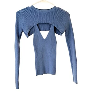 Cotton Candy LA 2-Piece Set Light Blue Ribbed Knit Top & Shrug S - Picture 1 of 19