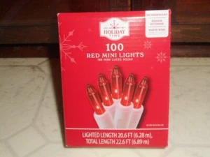 100 RED MINI LIGHTS WHITE WIRE CHRISTMAS WEDDING STRINGS FREE SHIP NEW - Picture 1 of 3