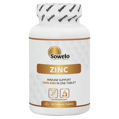 Zinc Tablets – 150% RDI per Tablet, Immune Support & Antioxidant – Sowelo - Image 1 of 4