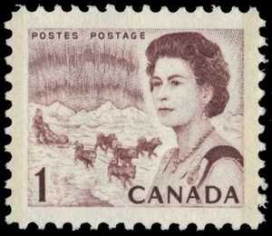 CANADA 454pv - Centennial "Dog Sled Team" W2B Tag with PVA Gum (pa79192) - Picture 1 of 2