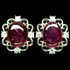 Shola Real Natural Red Pink Ruby Earrings Sterling Silver E334