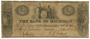 1835 Bank of Michigan Detroit MI $ 2 Nr. 9912 (L2181) - Bild 1 von 2