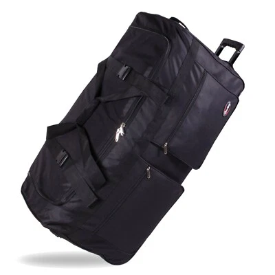 36" Polyester Rolling Duffel Bag Wheeled Luggage Travel Suitcase - Black - Image 1 of 4