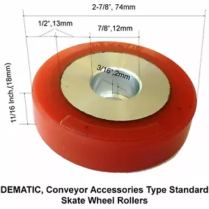 DEMATIC, Conveyor Accessories Type Standard Skate Wheel Rollers Photo Dimension - Picture 1 of 8